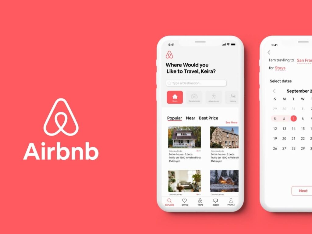 Airbnb app displaying unique accommodation options on phone screen