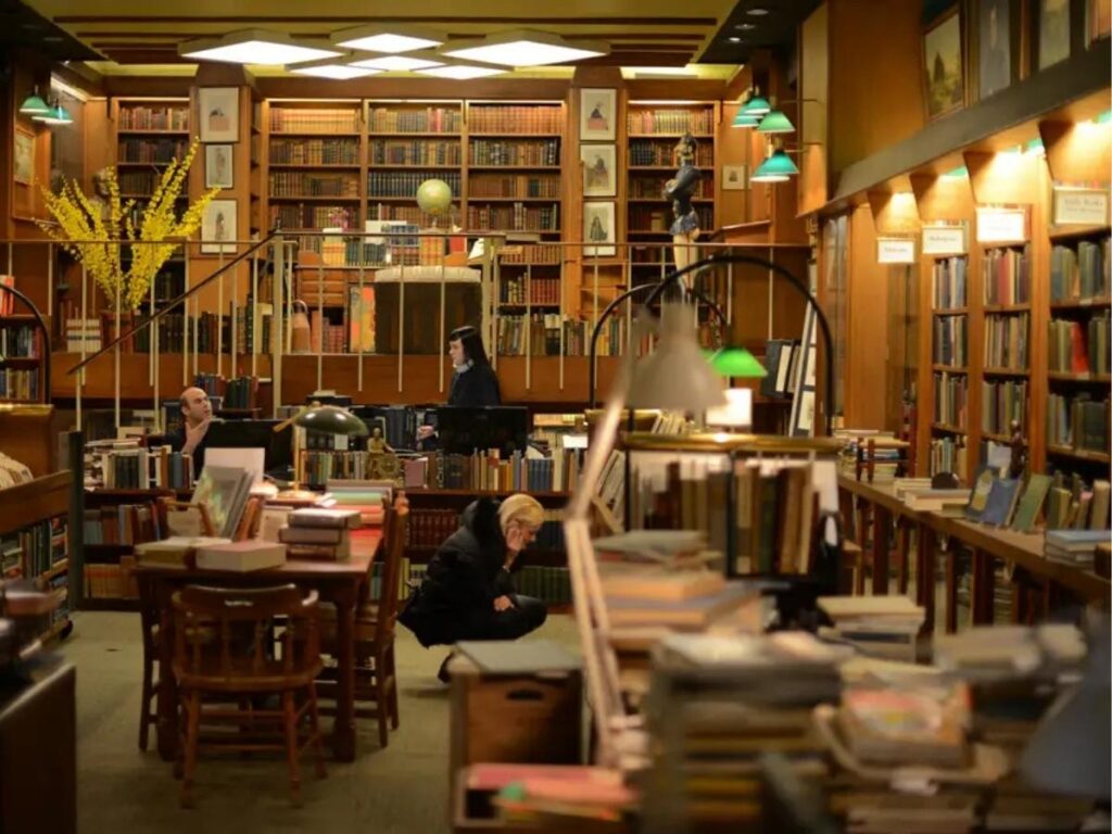 Vintage Argosy Book Store with rare books and antique elevator Upper East Side