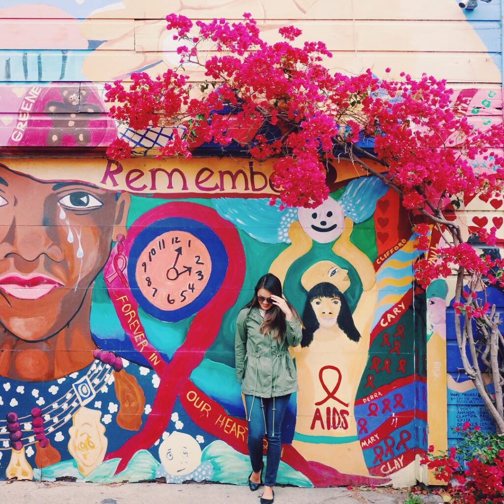 Latino heritage murals painted along Balmy Alley in the Mission District