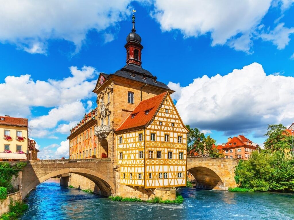 Historic Old Town Hall on the river in Bamberg, Germany
