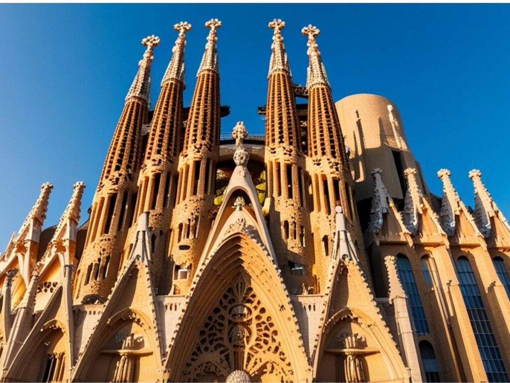 La Sagrada Familia cathedral with Gaudi architecture in Barcelona Spain
