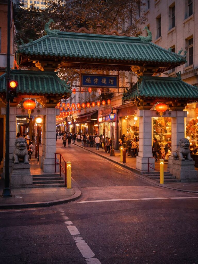 Dragon Gate entrance to Chinatown on Grant Avenue in San Francisco
