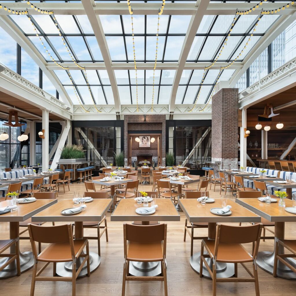 Chicago skyline view from Cindy’s Rooftop restaurant terrace