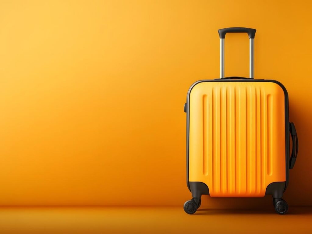 Cleaning exterior of white hard shell suitcase with magic eraser sponge