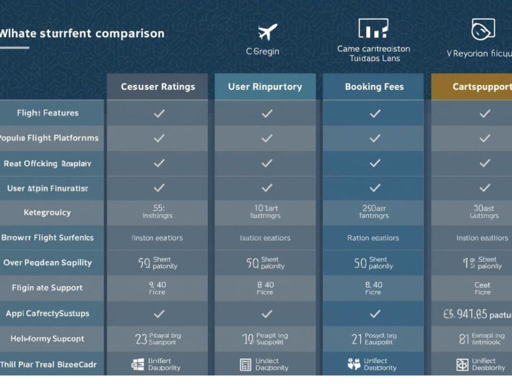 Side-by-side comparison chart of Booking.com, Skyscanner, and Google Flights features