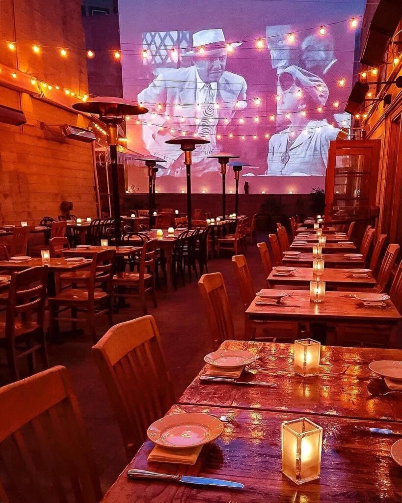 courtyard dining area at Foreign Cinema restaurant in the Mission District