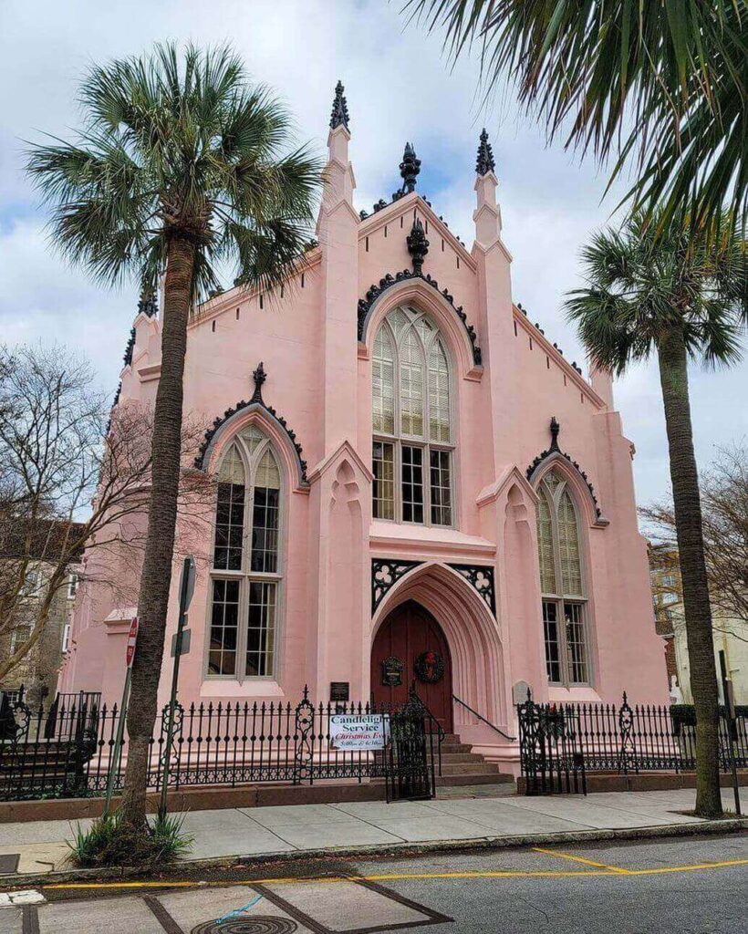 French Huguenot Church with Gothic architecture in downtown Charleston