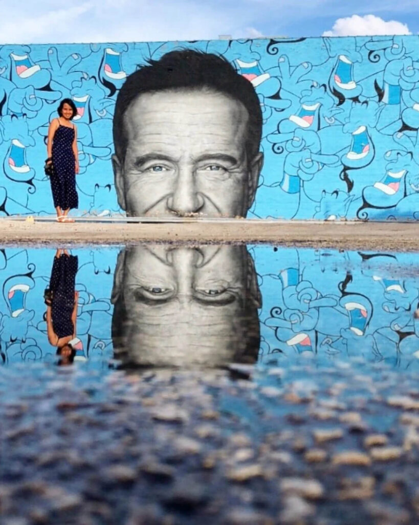 Greetings from Chicago postcard mural in Logan Square