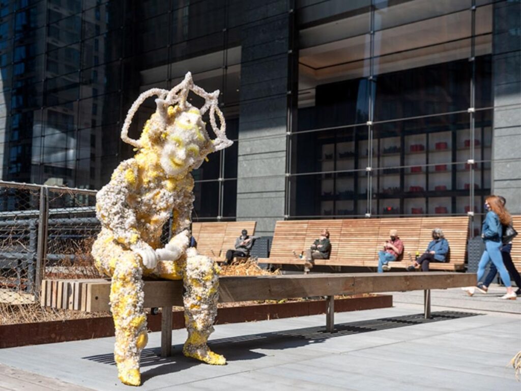 Contemporary art sculpture displayed on the High Line public park in Manhattan