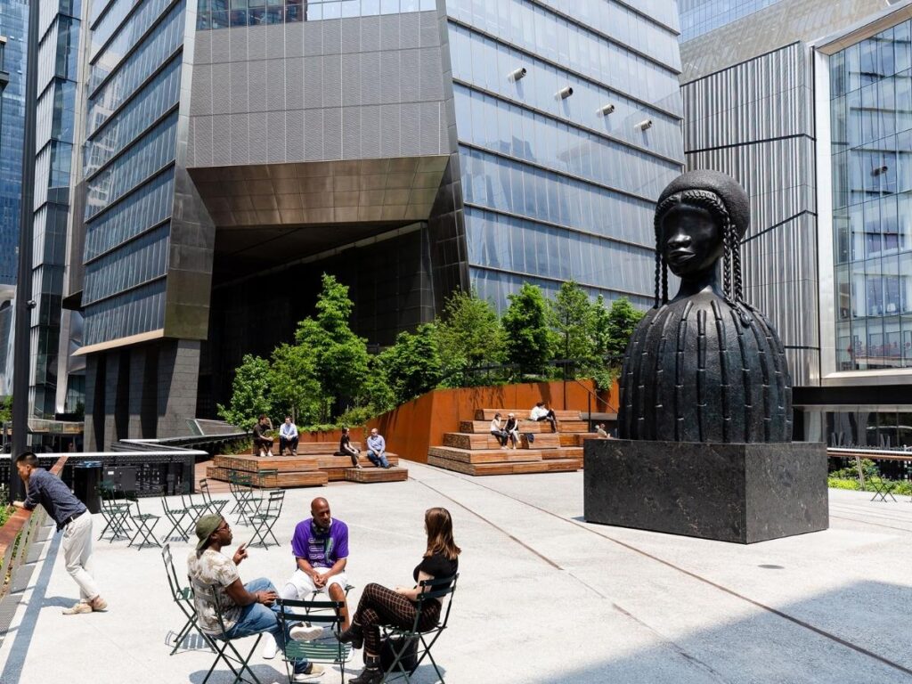 The Spur section of the High Line near Hudson Yards with modern architecture