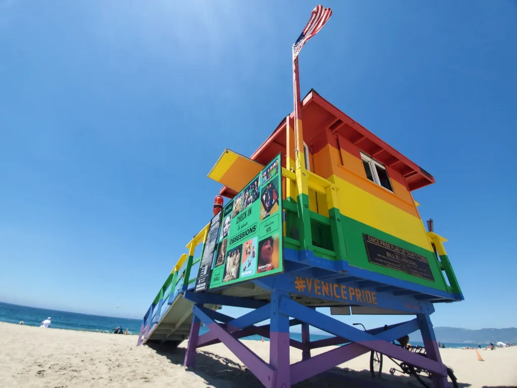 Venice Pride lifeguard tower