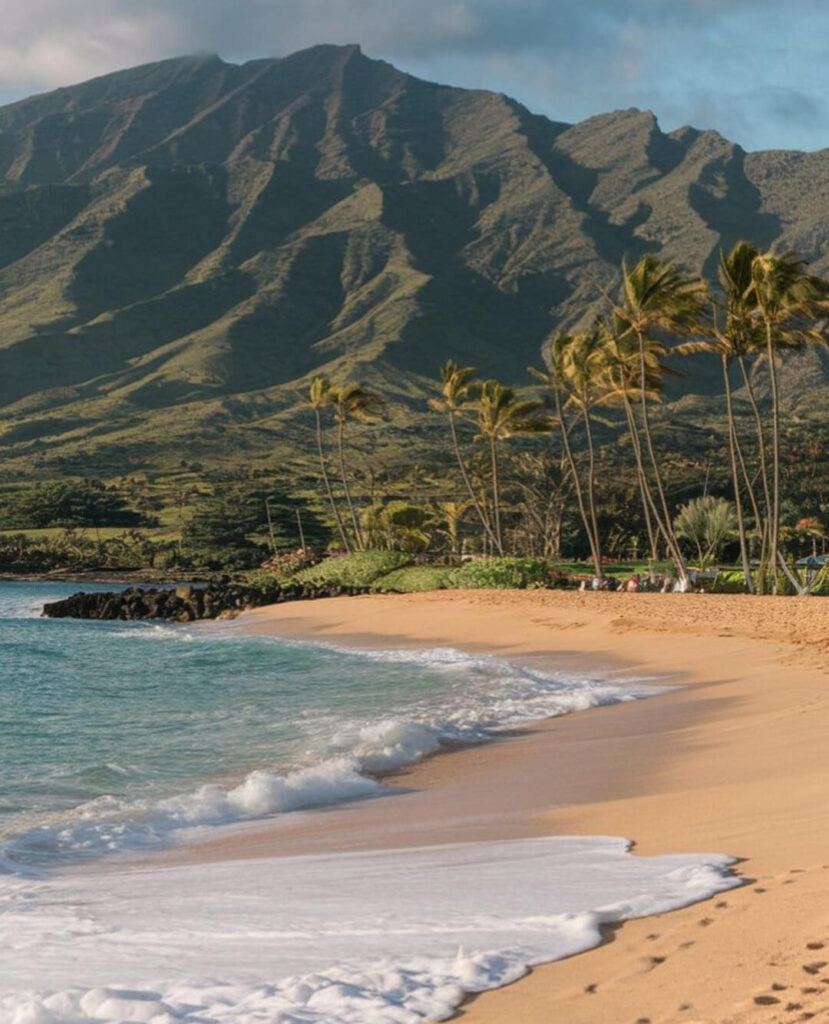 Sunny summer day at a beach along the Kona Coast on the Big Island
