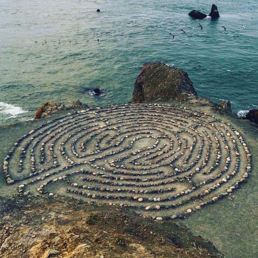 spiral rock labyrinth at Lands End overlooking the Pacific Ocean
