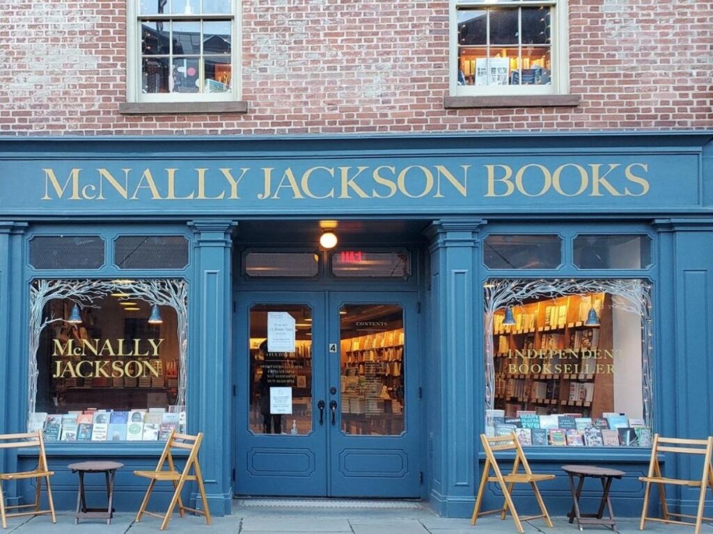 McNally Jackson independent bookstore interior in Nolita with cafe seating