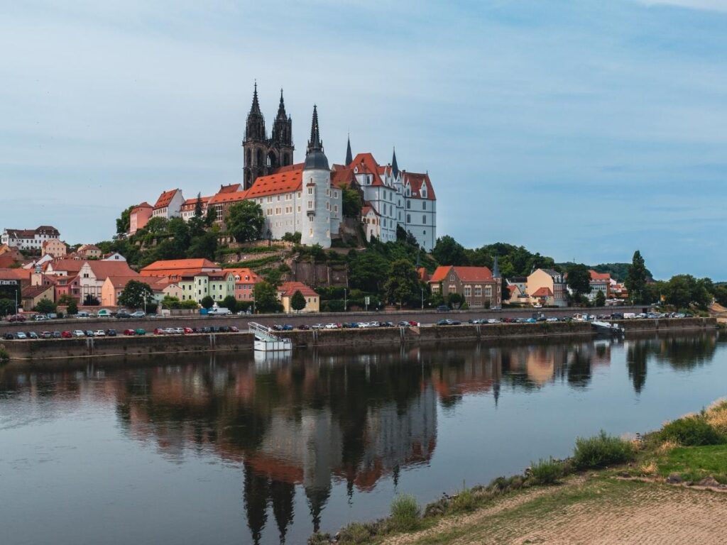 Albrechtsburg castle and cathedral above Meissen on the Elbe River, Germany