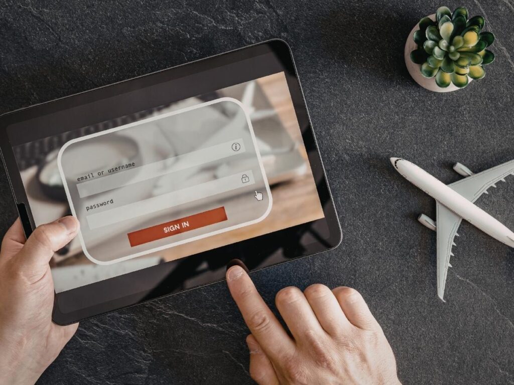 Smartphone displaying flight search results on travel booking apps