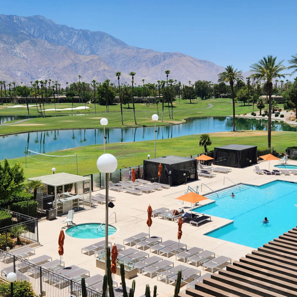 Mid-century modern home with palm trees in Palm Springs California