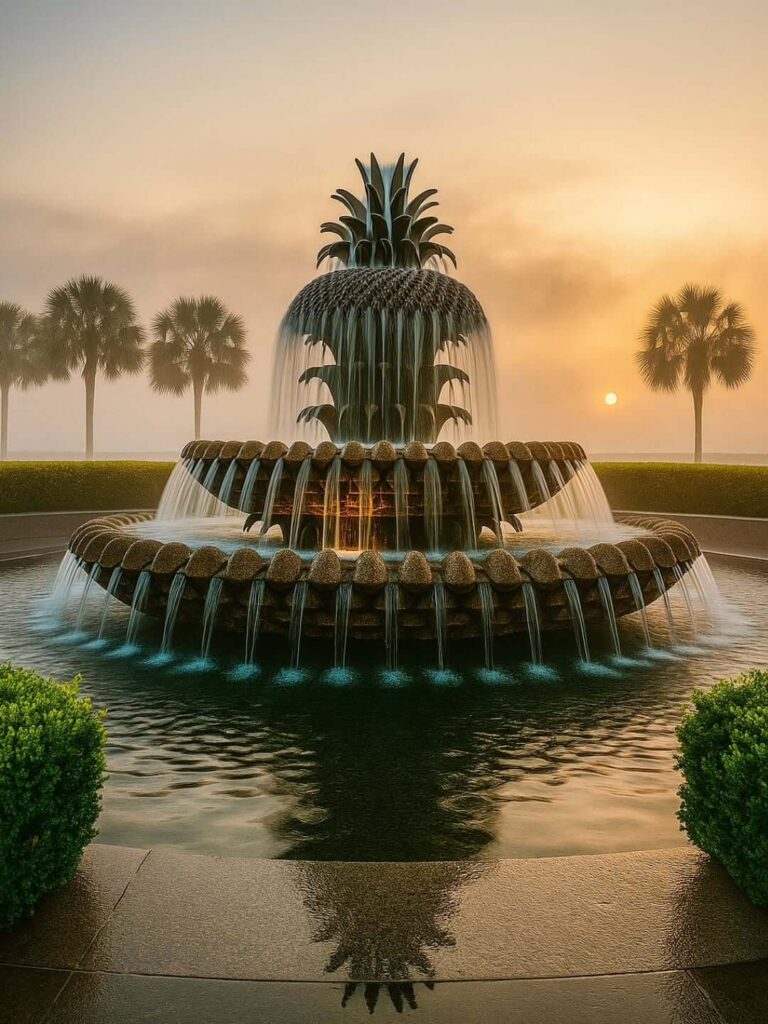 Pineapple Fountain at Waterfront Park in Charleston South Carolina
