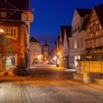 Colorful half-timbered houses and cobblestone streets in Rothenburg ob der Tauber, Germany