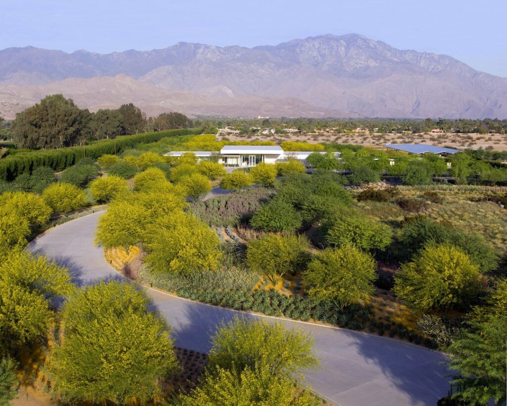 Modern architecture and desert gardens at Sunnylands Center near Palm Springs