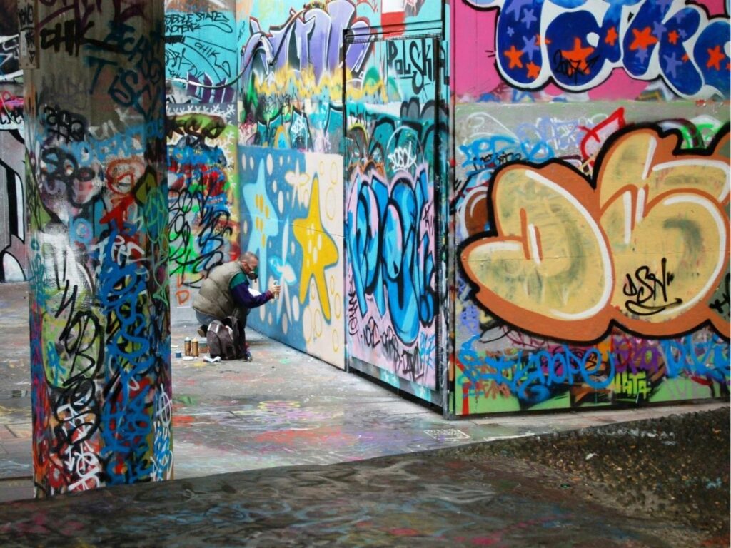 Colorful street art murals along Upper King Street in Charleston