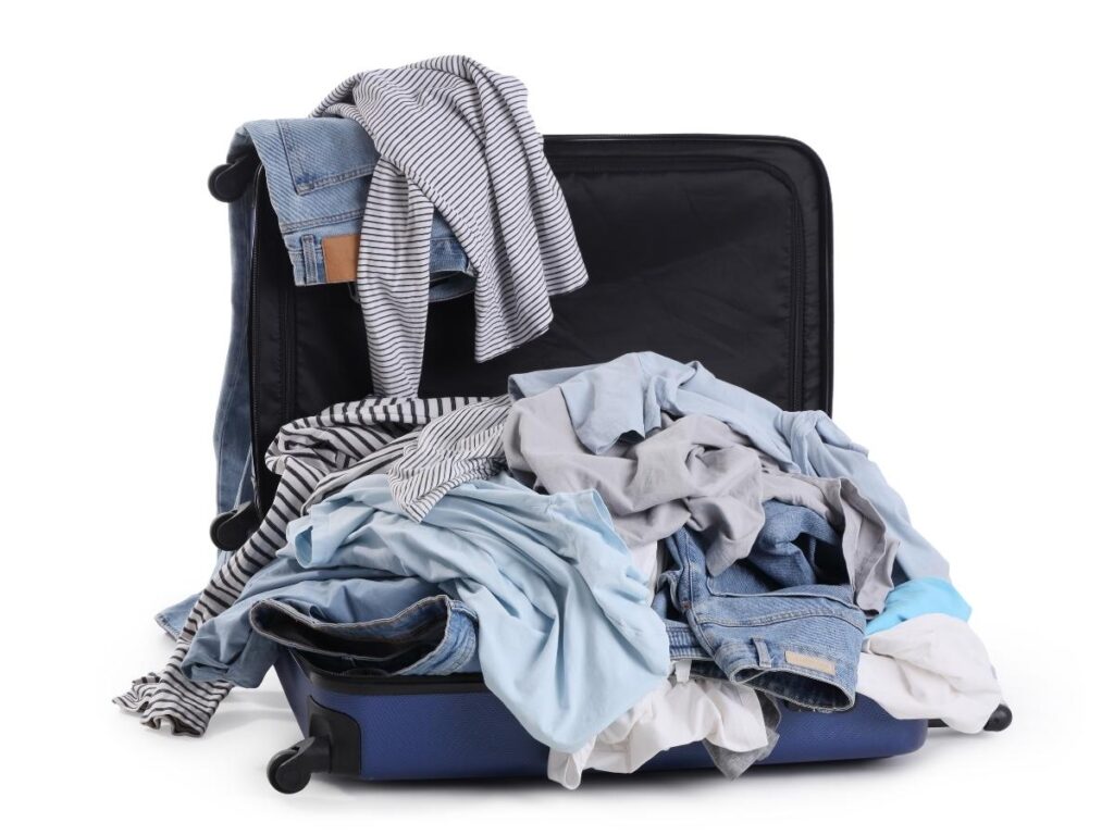 Natural fabric clothing laid out for comfortable air travel
