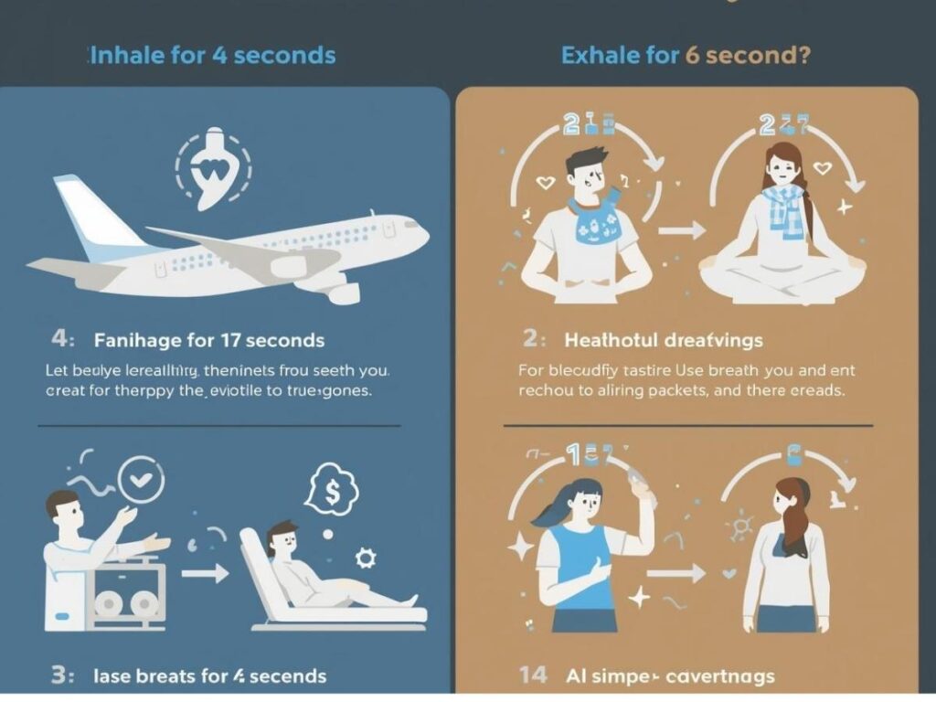 Infographic showing 4-6 breathing technique for managing flight anxiety