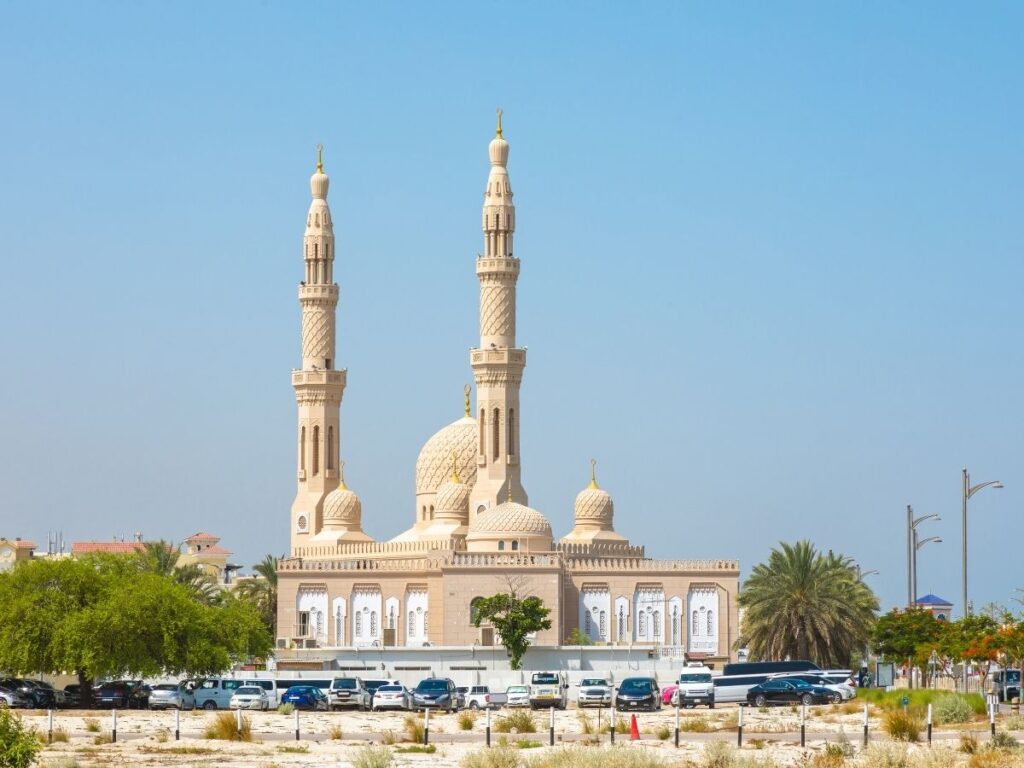 Beautiful mosque in Dubai during Ramadan showing Islamic culture and traditions