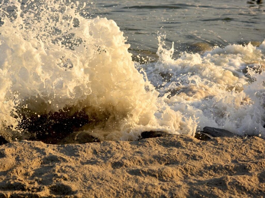 Quiet beach and coastal dunes at Fort Tilden in Gateway National Recreation Area, Queens, New York