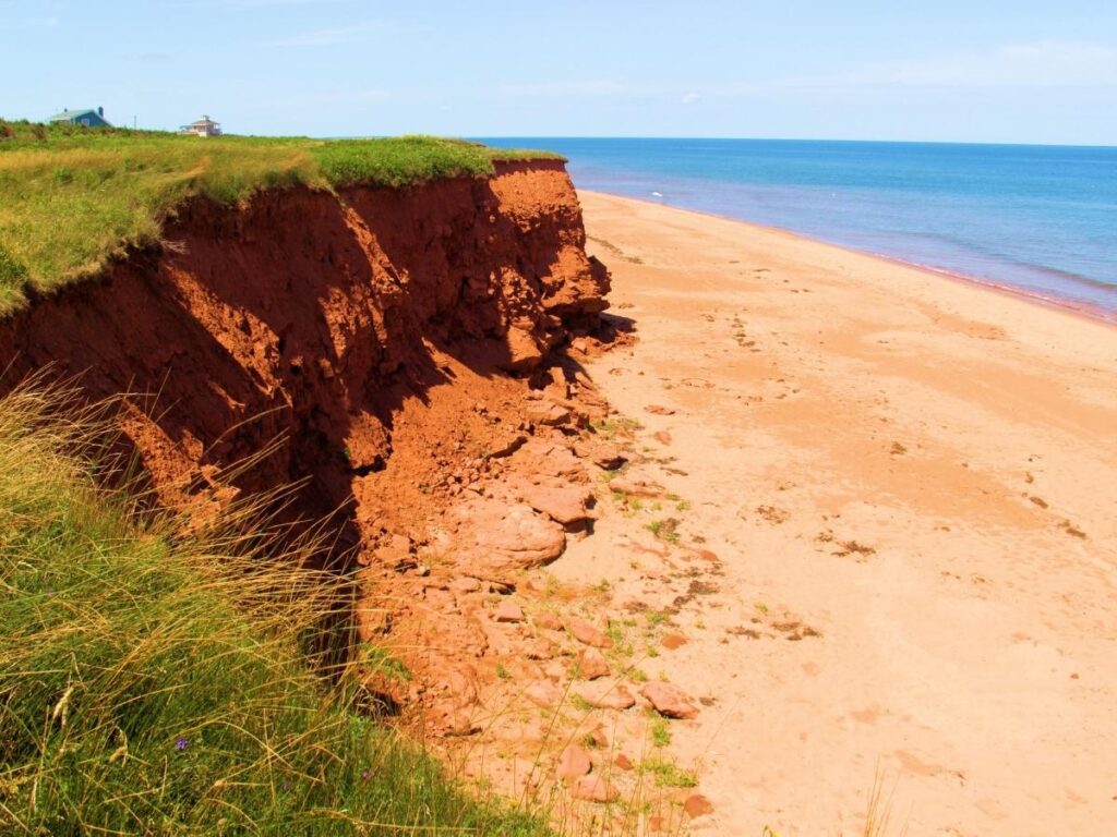 Protected Mediterranean coastline showing sand preservation efforts