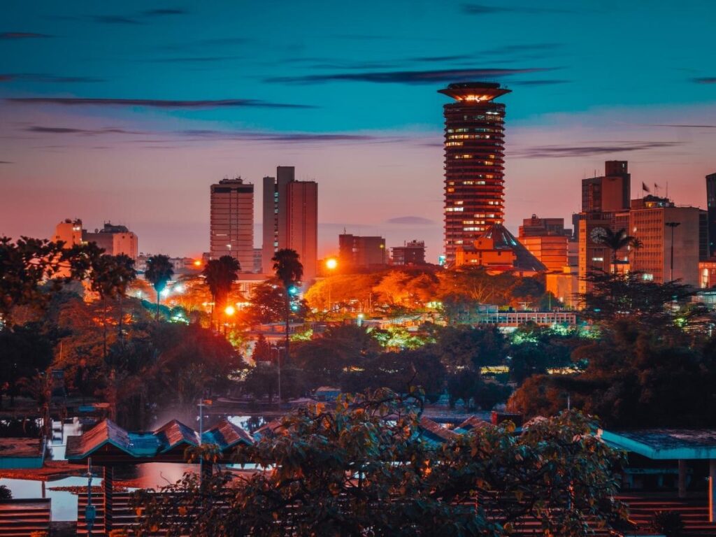 Nairobi city center skyline and modern buildings