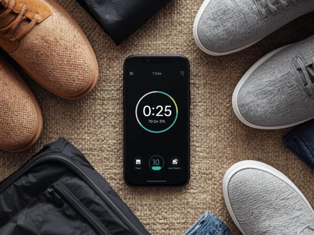 Smartphone with timer for organized packing decisions