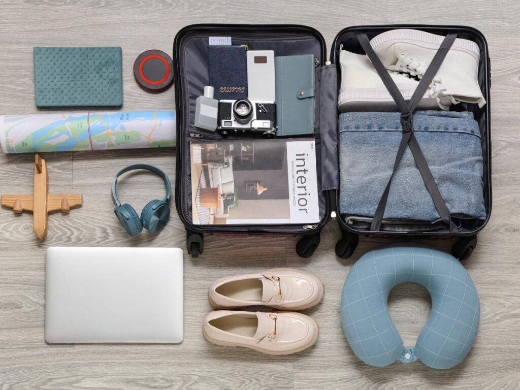 Well-organized carry-on suitcase packed efficiently with packing cubes and minimal items