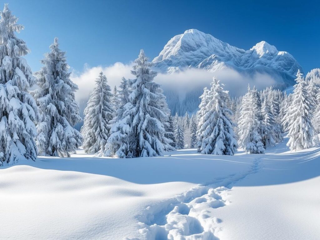 Remote winter landscape in Alaska with snow-covered terrain and low daylight