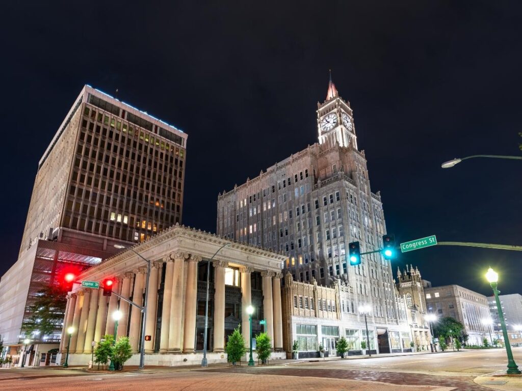 Street view in Jackson Mississippi showing local urban area