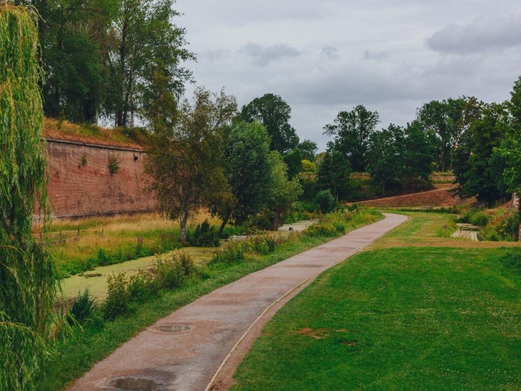 Peaceful walking path in Citadel Park Lille France