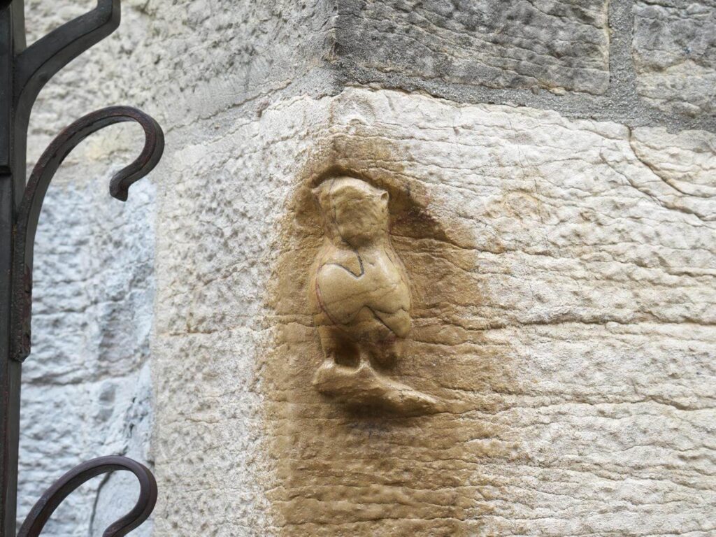 Owl carving on Notre Dame church wall in Dijon France
