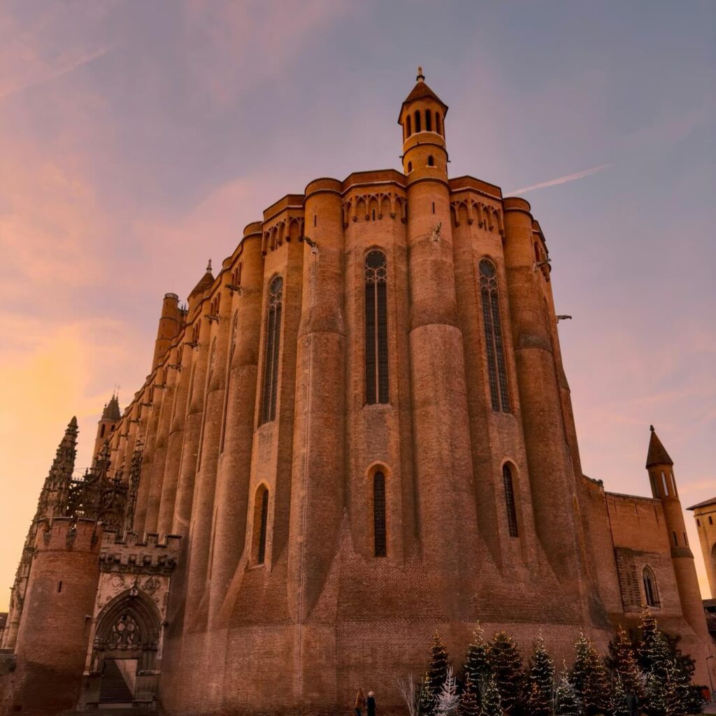 Albi cathedral and Tarn River with red brick architecture in southern France