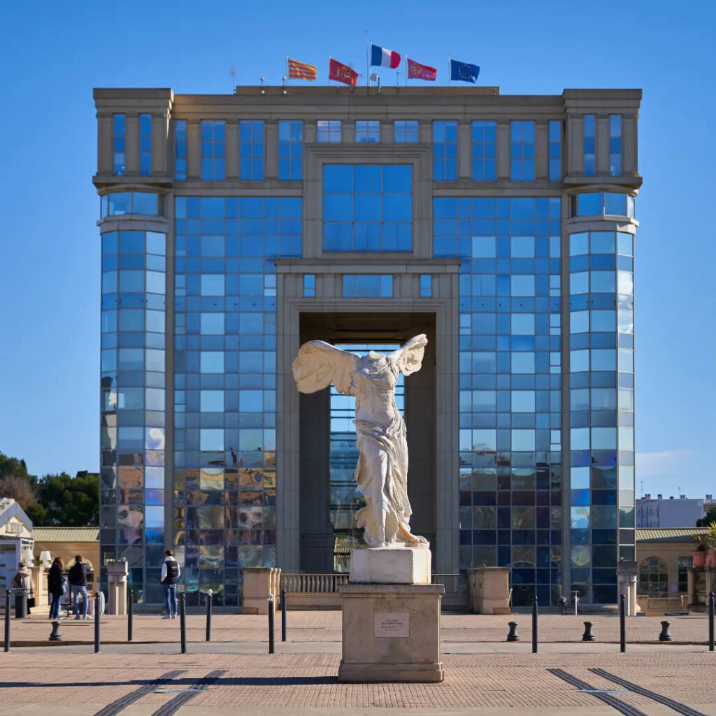 Modern architecture and wide streets in Antigone district Montpellier