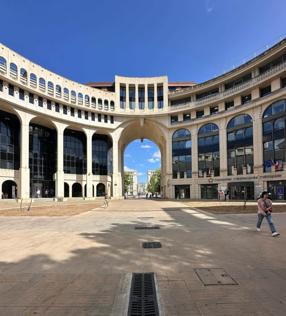 Modern buildings and open streets in Antigone district Montpellier