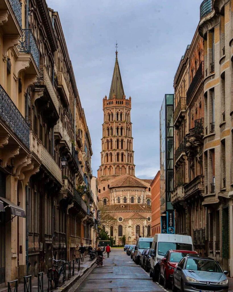 Basilique Saint Sernin in Toulouse with historic brick architecture