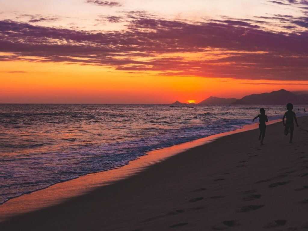 Sunset over the sea in Cannes France
