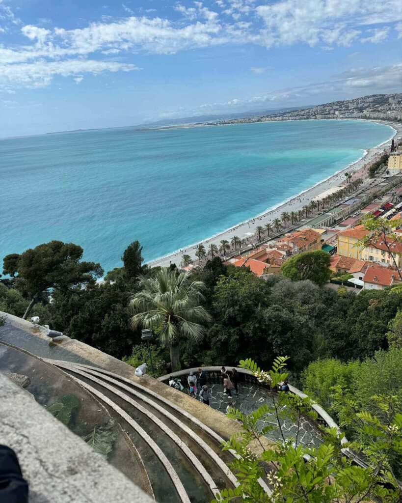 Panoramic view of Nice coastline and Old Town from Castle Hill