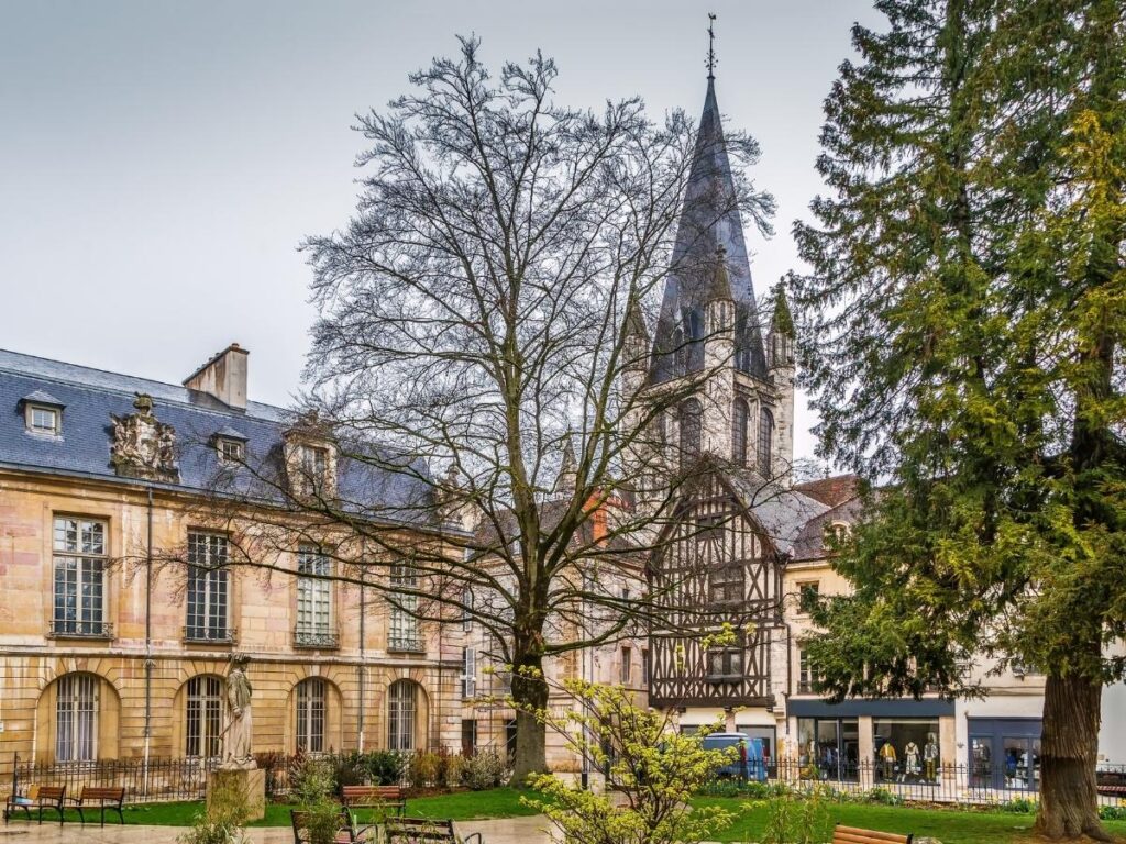 Dijon streets during spring or fall with mild weather and pleasant atmosphere