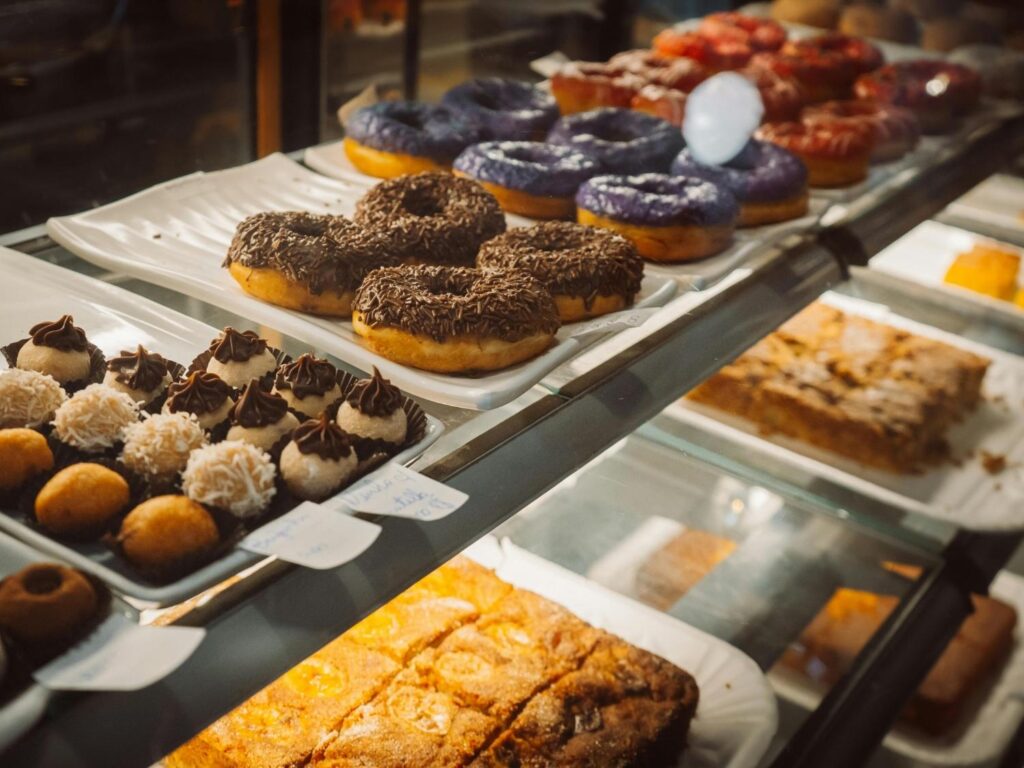 Local bakery in Dijon with fresh bread and pastries on display