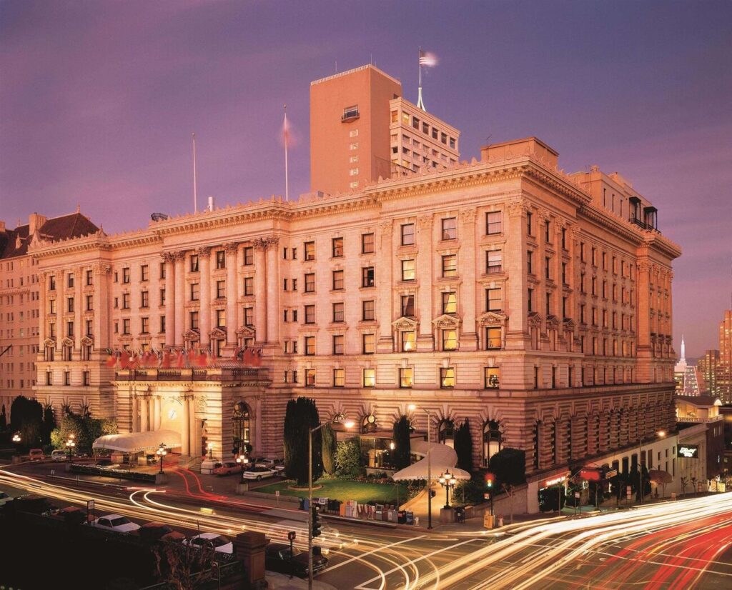 Fairmont San Francisco historic luxury hotel exterior on Nob Hill with grand architecture and city views