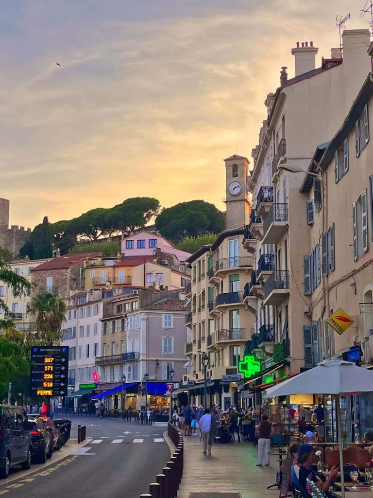 Walking through streets and promenade in Cannes France