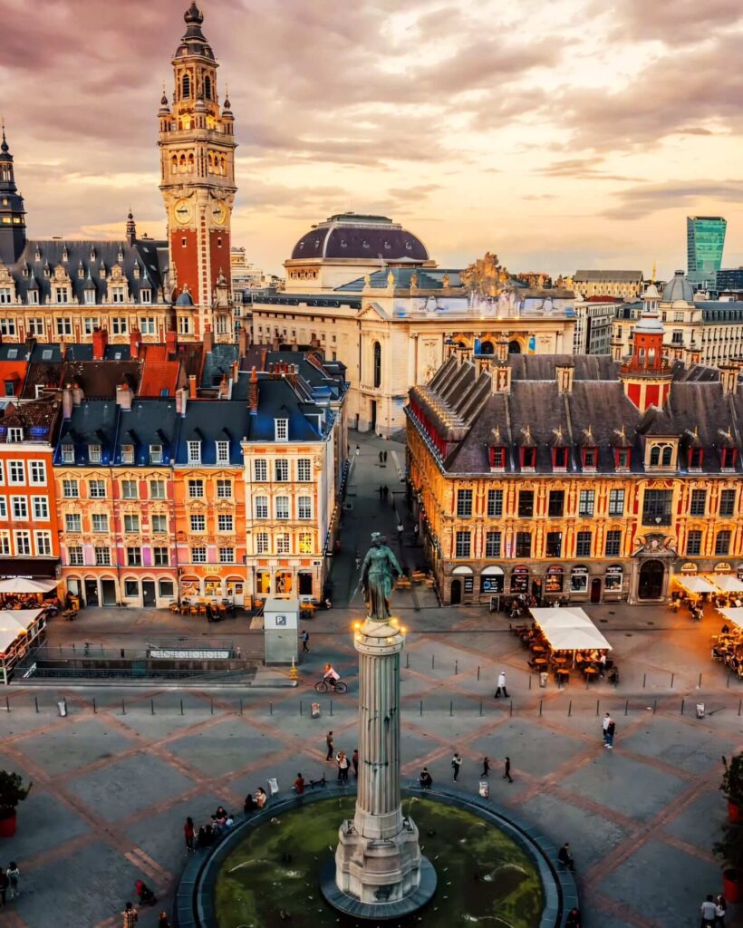 Grand Place Lille with historic buildings and open square