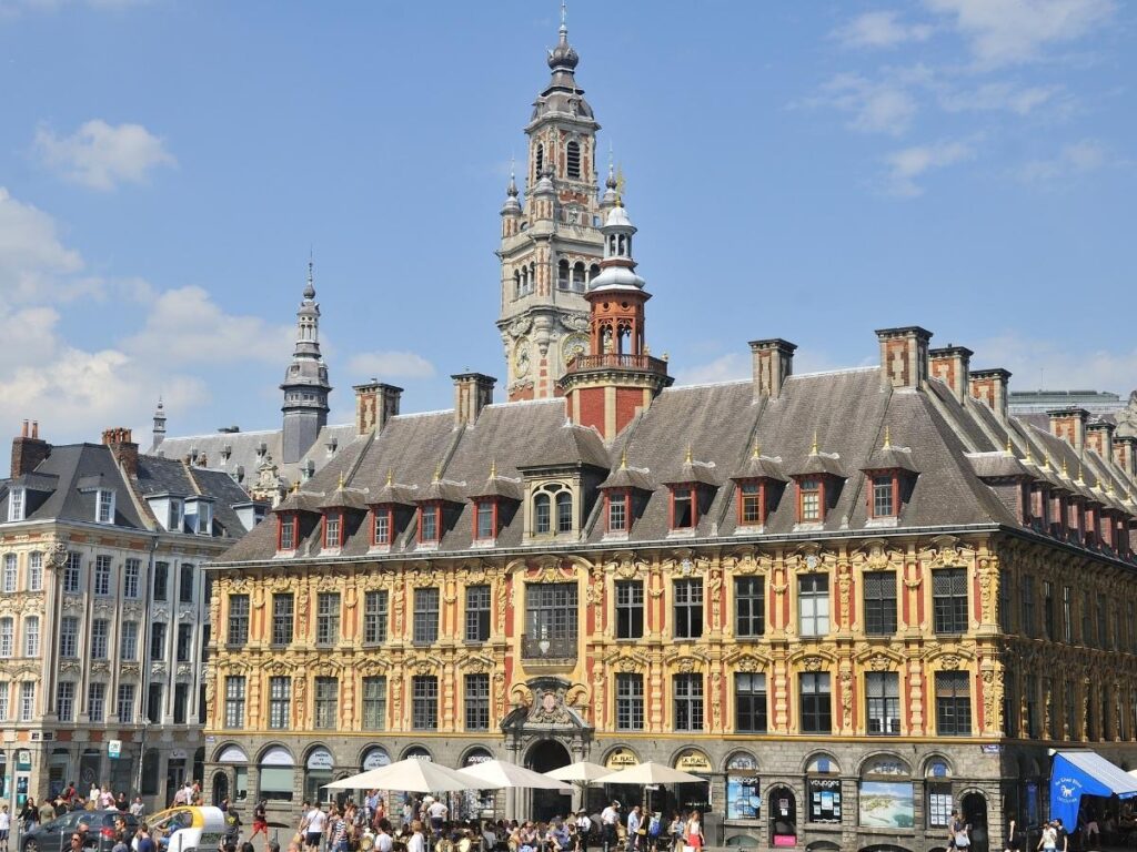 Grand Place Lille with historic buildings and lively atmosphere
