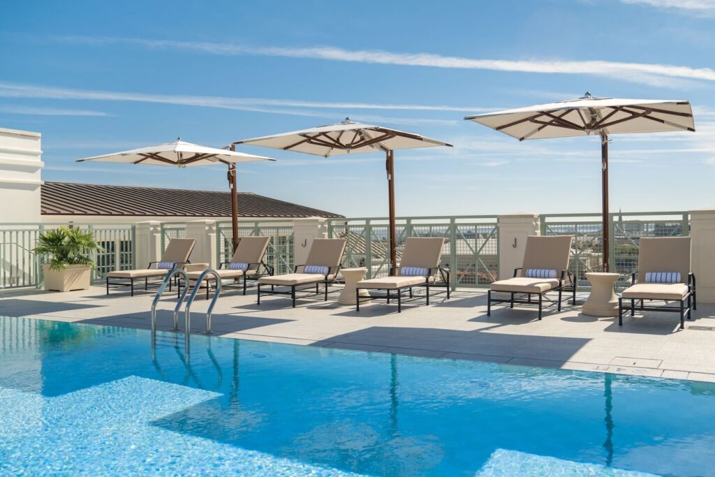 Hotel Bennett Charleston luxury hotel with rooftop pool and views of Marion Square